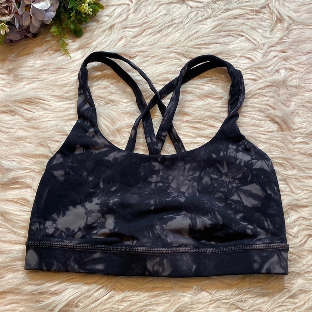 Lululemon Luxtreme Energy Bra Shibori Magnum Black sz 2